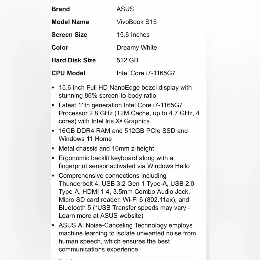 COPY - Asus vivobook S15 dream white in pristine condition - Picture 9 of 9